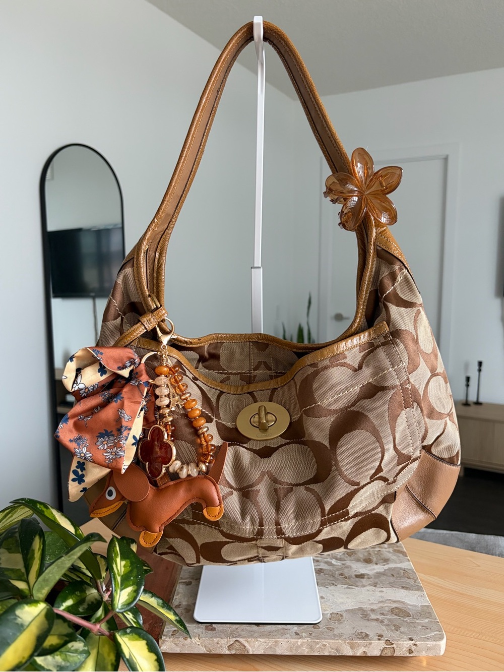 Coach Signature Canvas Large Ergo Turn Lock Hobo Bag
